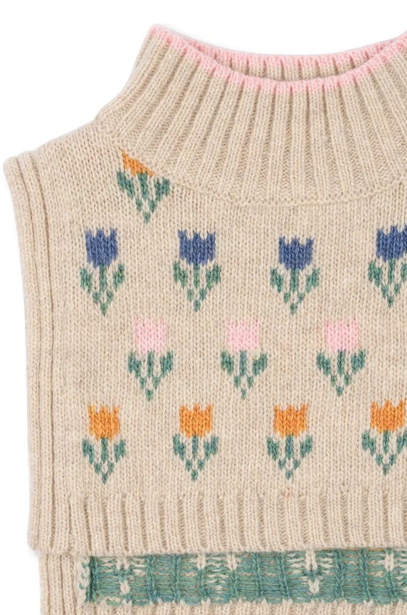 Детски кръгъл шал от вълна Konges Sløjd BELOU KNIT NECKWARMER бежов KS101425