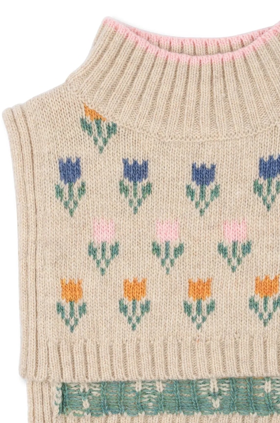 Детски кръгъл шал от вълна Konges Sløjd BELOU KNIT NECKWARMER бежов KS101425