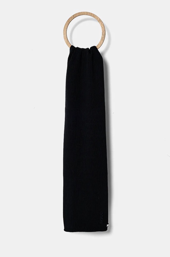 Šál s prímesou vlny BOSS Magico_R_Scarf s prímesou vlny tmavomodrá 50522441