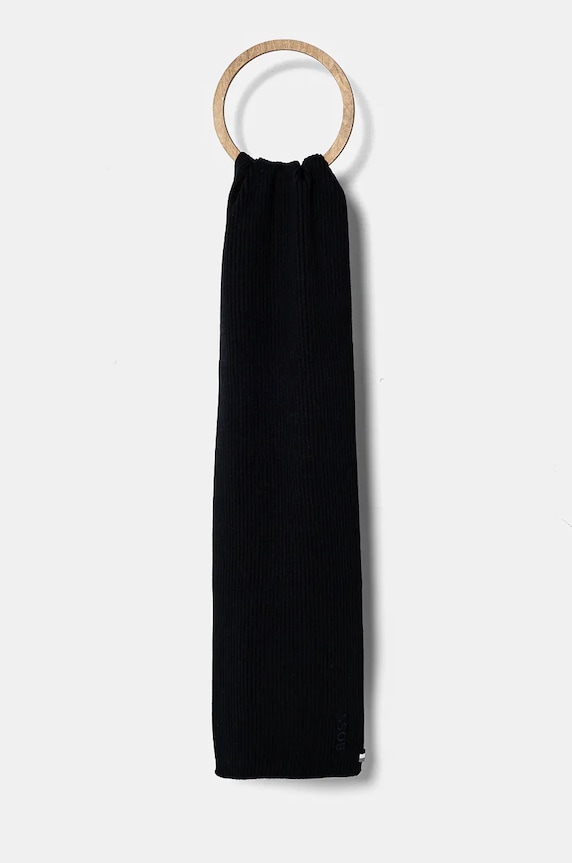 Šál s prímesou vlny BOSS Magico_R_Scarf s prímesou vlny tmavomodrá 50522441