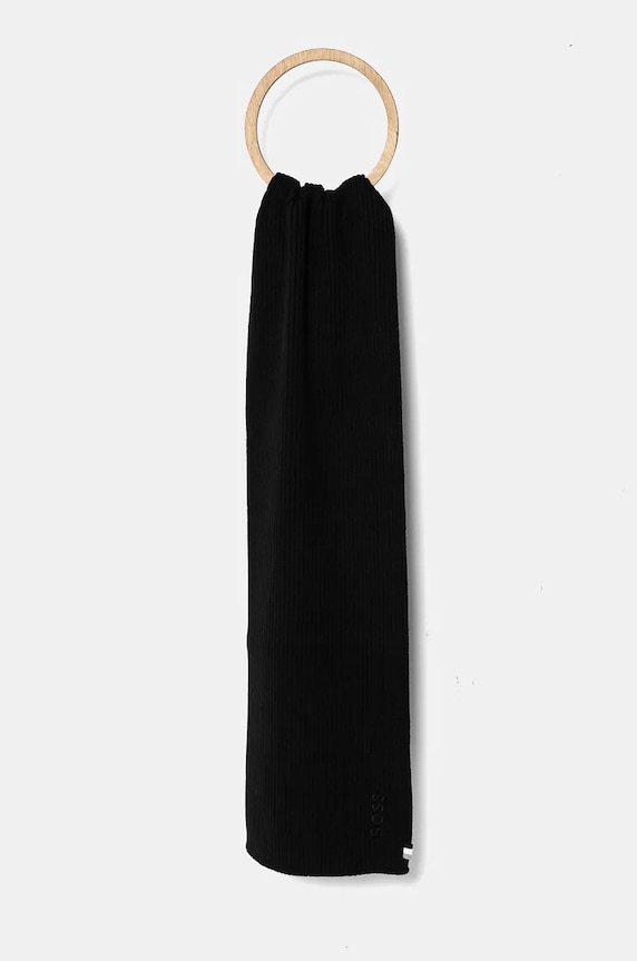 Šál s prímesou vlny BOSS Magico_R_Scarf s prímesou vlny čierna 50522441