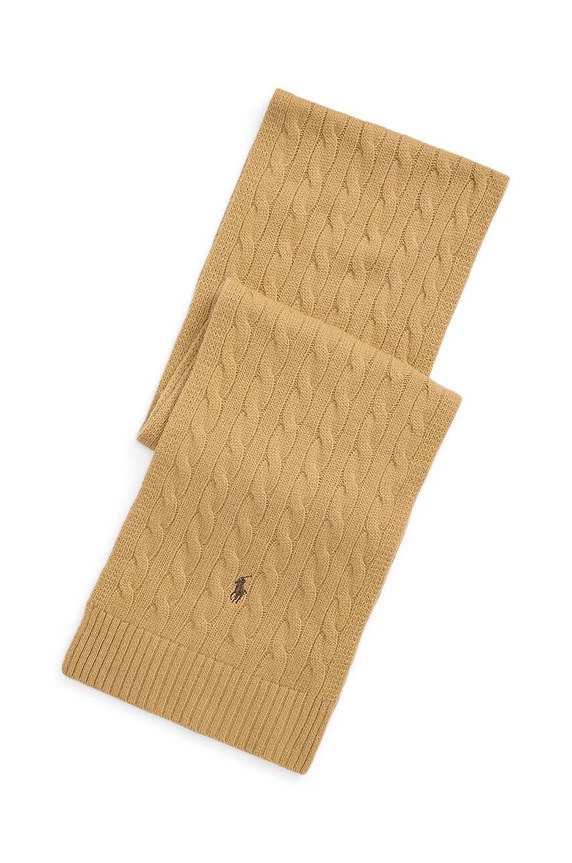 Polo Ralph Lauren szalik Classic Cable Scarf aplikacja beżowy 449959345