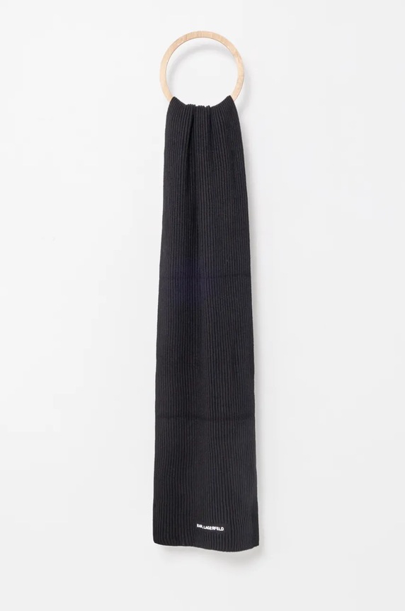 Karl Lagerfeld szalik wełniany wełna czarny 544305.805000