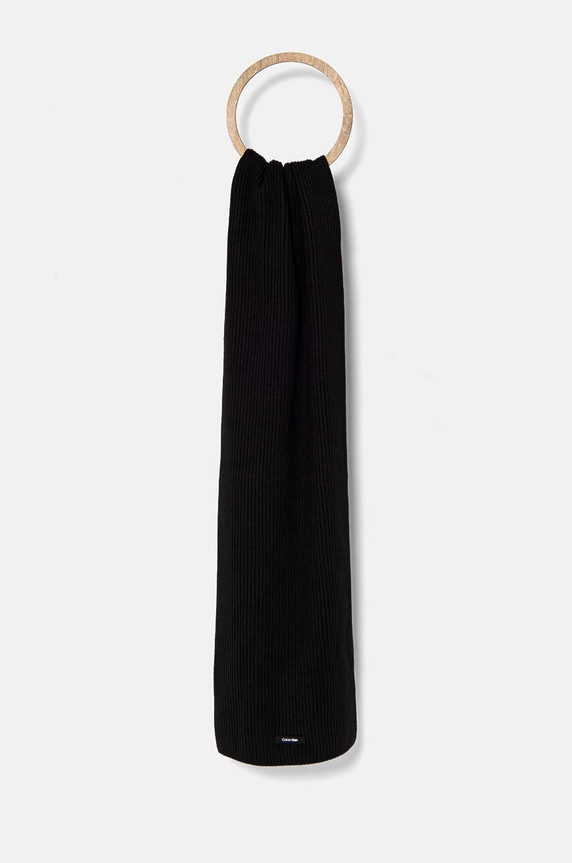 Calvin Klein szalik z domieszką wełny z domieszką wełny czarny K50K512367