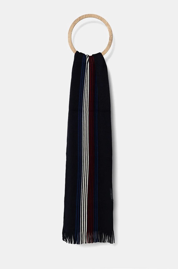 Šátek z vlněné směsi Tommy Hilfiger s příměsí vlny námořnická modř AM0AM12833