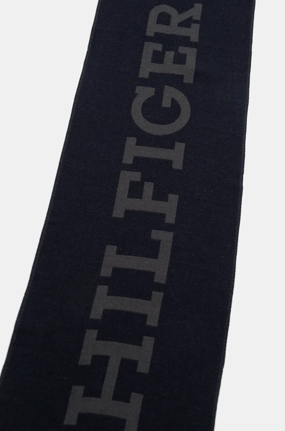 Tommy Hilfiger szalik wełniany AM0AM12838 granatowy AW24
