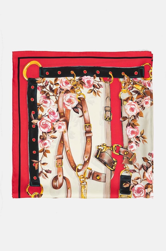 Hedvábný šátek Moschino M3109.3549 červená AW24