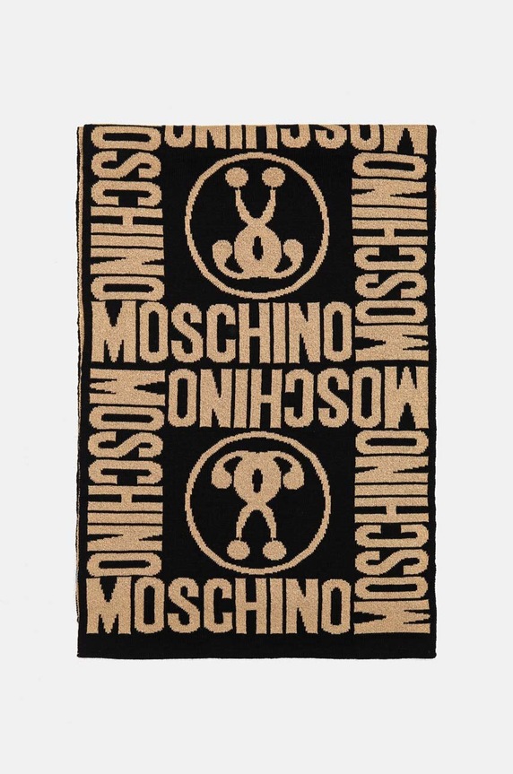 Moschino szalik z dodatkiem wełny M2966.30623 czarny AW25