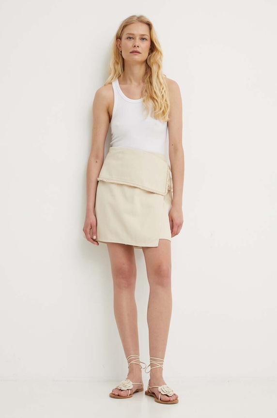 Samsoe Samsoe pamut szoknya SADI F24200104 bézs AW24