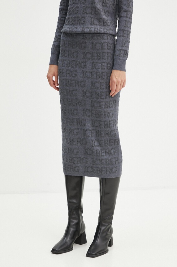 Iceberg spódnica wełniana casual szary AC01.9030