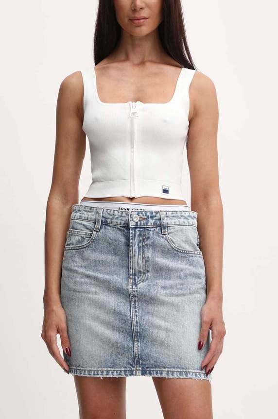 Džínová sukně Miss Sixty 6L2KJ0920000 KJ0920 DENIM S/SKIRT mini modrá 6L2KJ0920000
