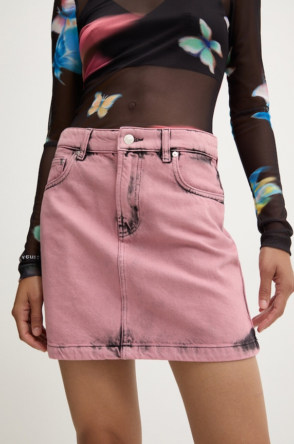 Džínová sukně Moschino Jeans mini růžová 0102.8222