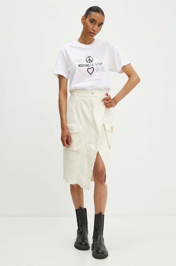 Moschino Jeans spódnica jeansowa 0119.8225 beżowy AW24