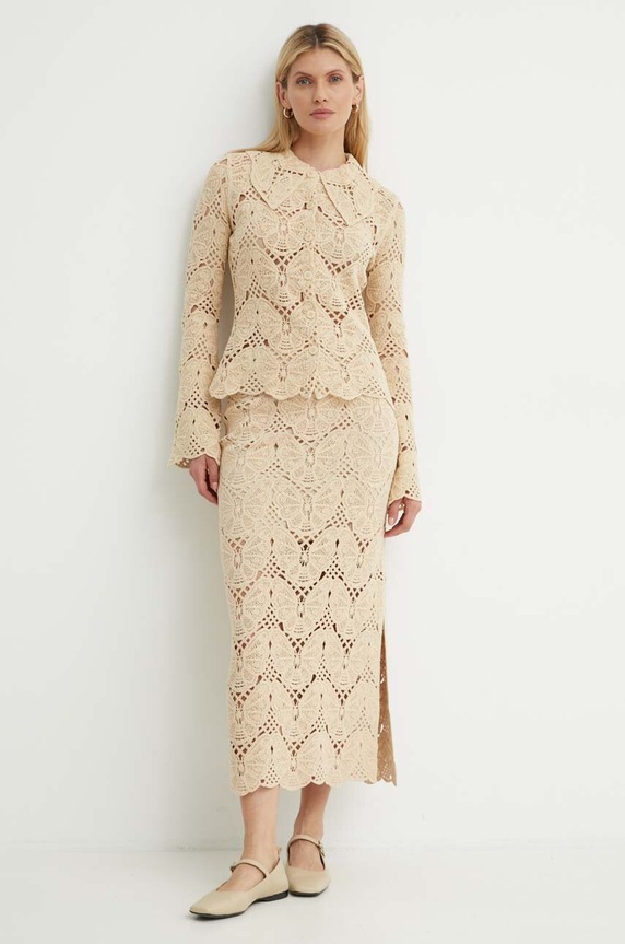 By Malene Birger spódnica bawełniana CANTALA Q72363002 beżowy AW24