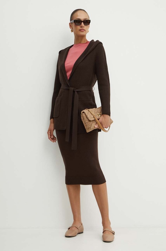 Max Mara Leisure spódnica wełniana 2426306018600 brązowy AW24