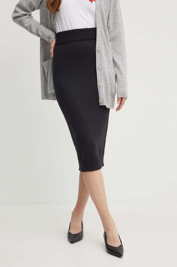 Max Mara Leisure spódnica wełniana casual szary 2426306018600