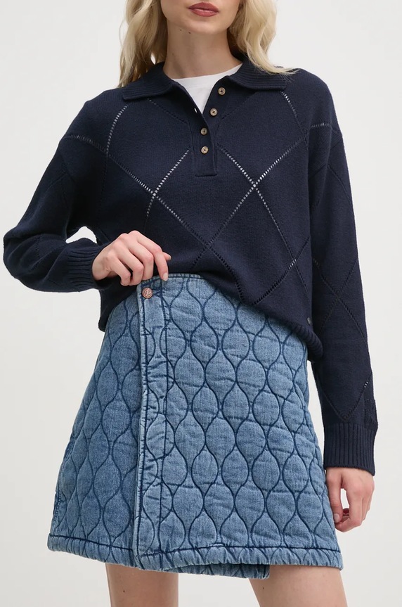 Юбка Pepe Jeans MINI SKIRT HW QUILTED узор голубой PL901163