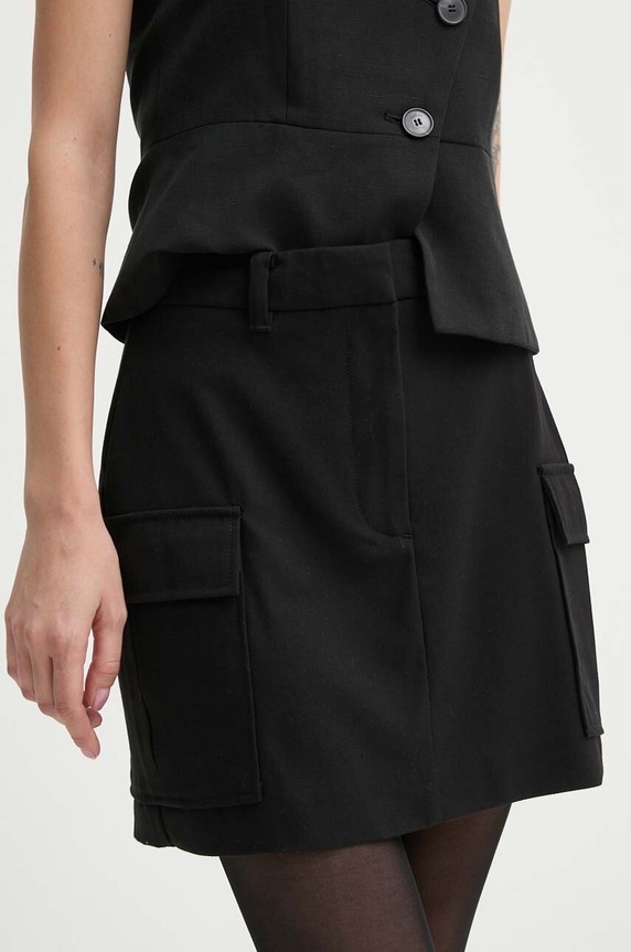 Suknja s primjesom vune Samsoe Samsoe SAMAJ Planet friendly crna F24300101