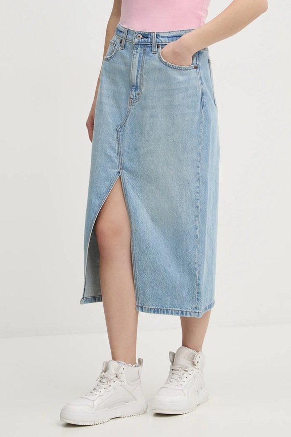 Rifľová sukňa Abercrombie & Fitch látka modrá KI143.3206.270