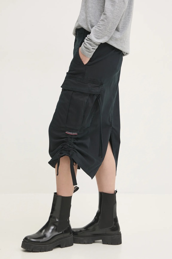 Superdry szoknya elasztánnal sötétkék W7210336A.AFB