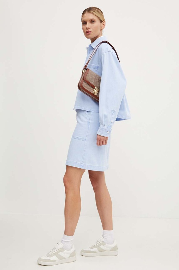 Rifľová sukňa A.P.C. jupe lea COGZS.F06299 modrá AW24