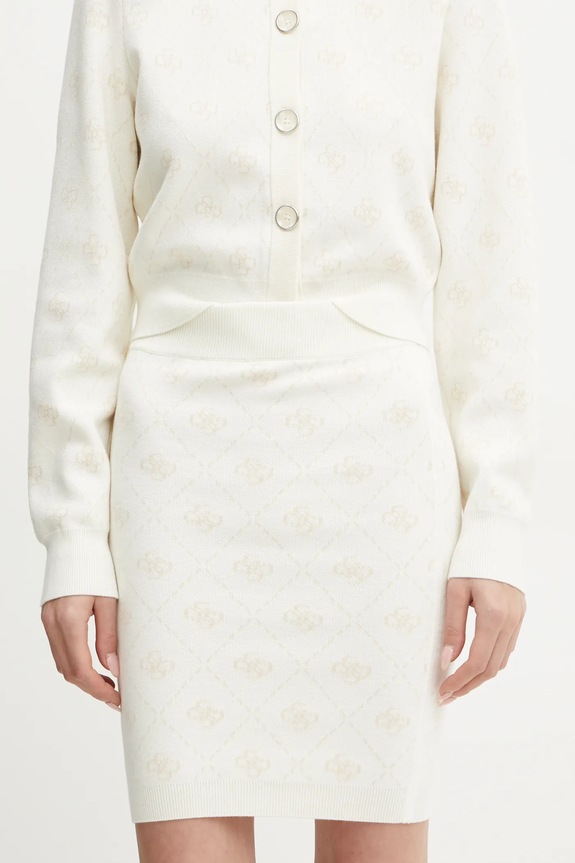 Suknja s primjesom vune Guess SARAH casual bež W4BD0S.Z3JD2