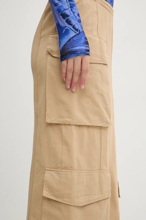 Desigual spódnica bawełniana PRESTON beżowy 24WWFK02