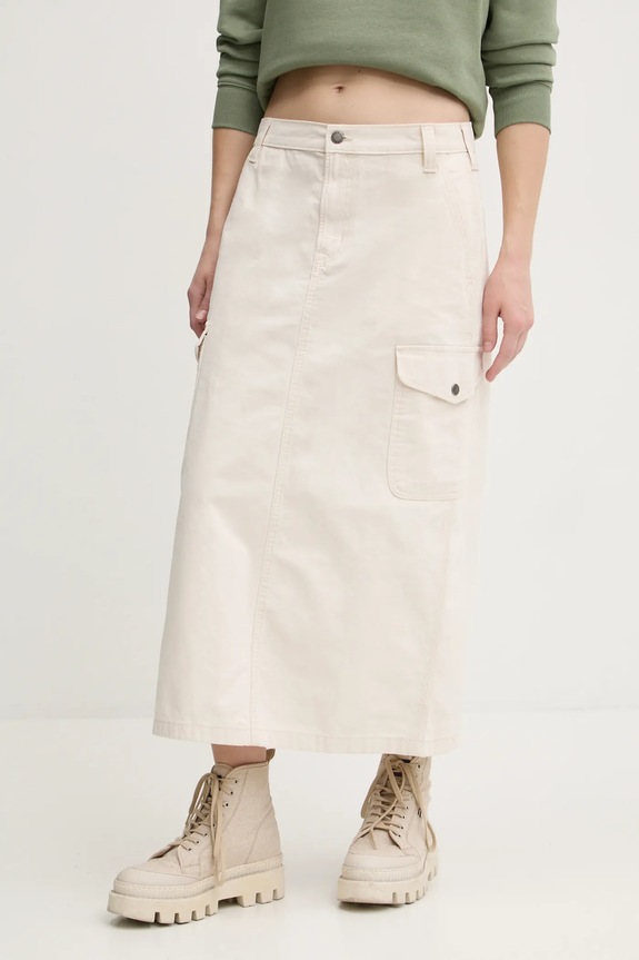 Pamučna suknja Dickies DUCK CANVAS bez uzorka bež DK0A4Z2R