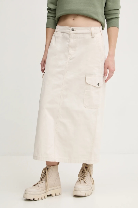 Pamučna suknja Dickies DUCK CANVAS bez uzorka bež DK0A4Z2R