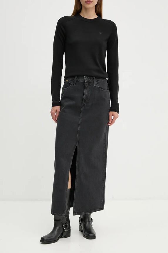 G-Star fustă din denim uni negru D24385.D772