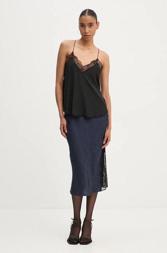 Копринена пола ZADIG&VOLTAIRE WWSK00394 тъмносин AW24