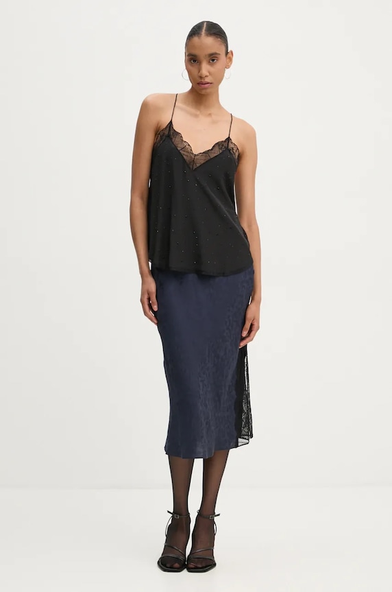 Копринена пола ZADIG&VOLTAIRE WWSK00394 тъмносин AW24