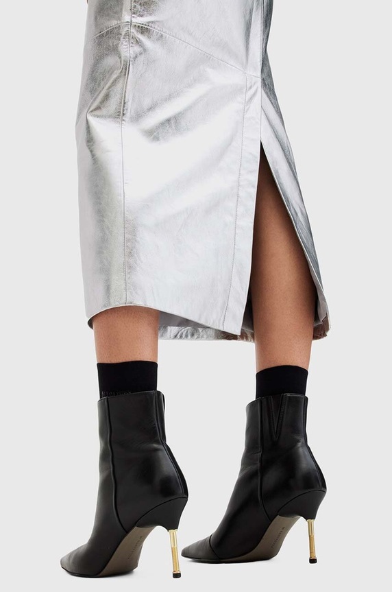 Δερμάτινη φούστα AllSaints RENAI PENCIL SKIRT W070RB ασημί