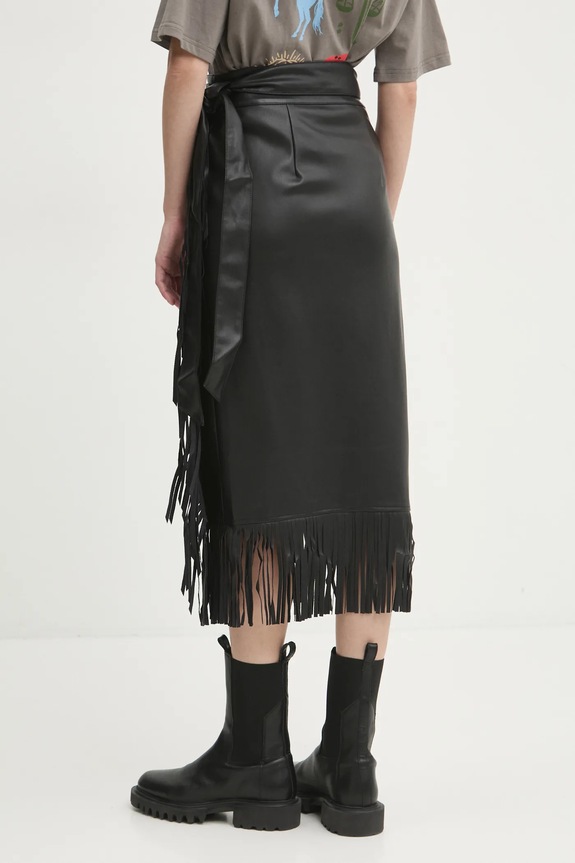 Oblečenie Kožená sukňa Never Fully Dressed Vegan Leather Fringe Jaspre NFDSK573 čierna
