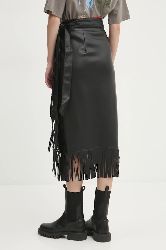 Oblečenie Kožená sukňa Never Fully Dressed Vegan Leather Fringe Jaspre NFDSK573 čierna