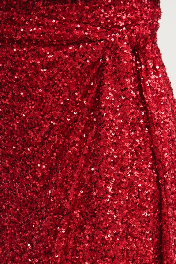Never Fully Dressed fusta Sequin Mini Jaspre Skirt rosu NFDSK593