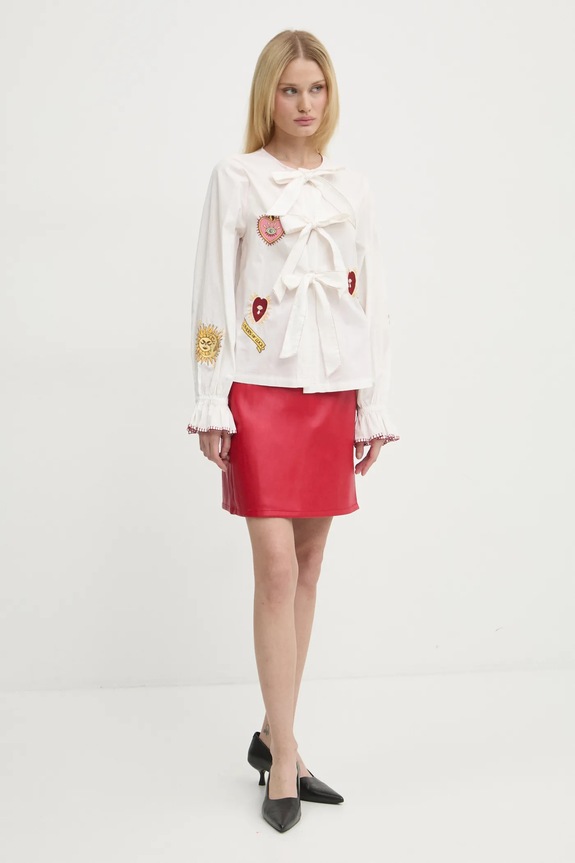 Never Fully Dressed spódnica Vegan Leather Mini Jaspre Skirt NFDSK540 czerwony AW24