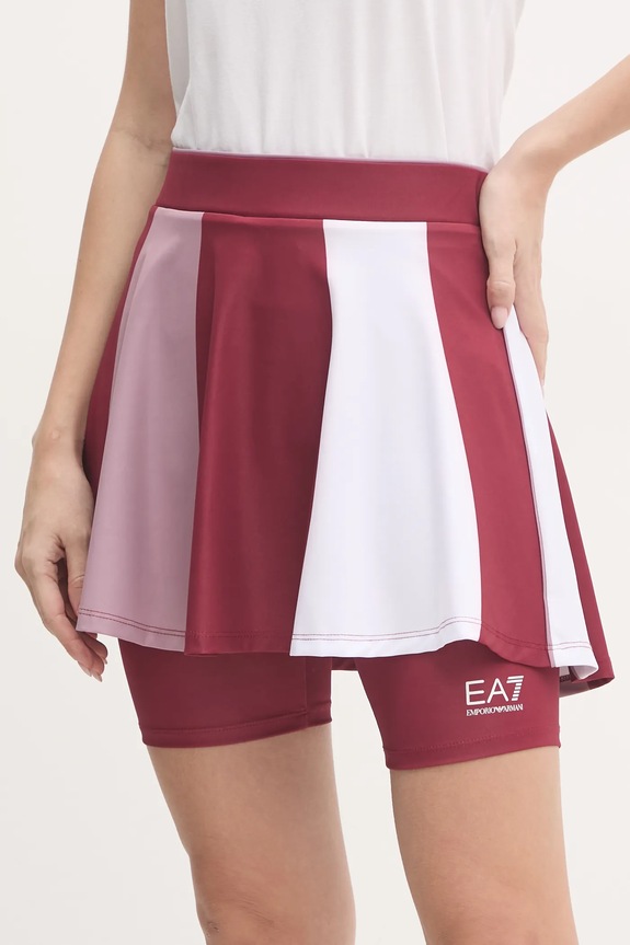 Športová sukňa EA7 Emporio Armani s elastanom burgundské TJ04Z.6DTN51.2410