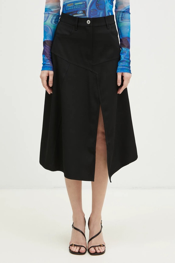 Vunena suknja JW Anderson Patchwork A-Line Skirt širi se prema dolje crna SK0175.PG0011.999