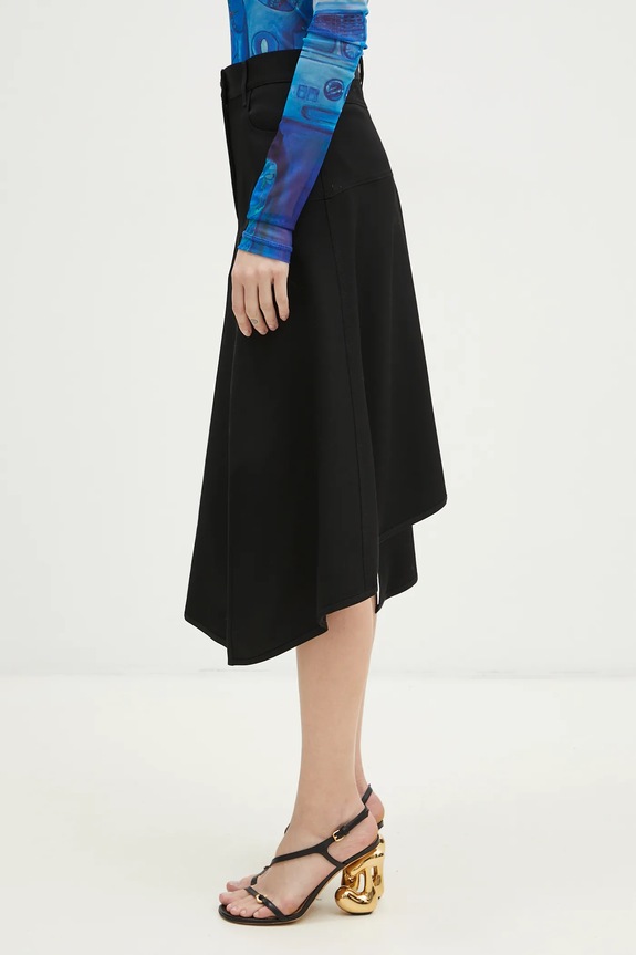 Vunena suknja JW Anderson Patchwork A-Line Skirt SK0175.PG0011.999 crna AW24