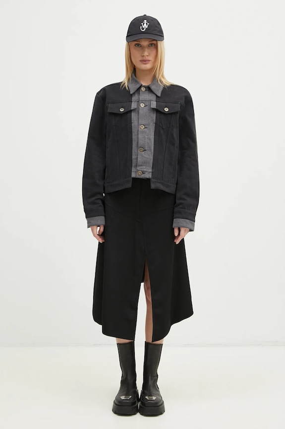 Vunena suknja JW Anderson Patchwork A-Line Skirt SK0175.PG0011.999 crna