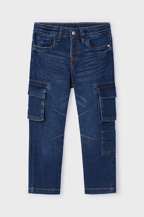 Dječje traperice Mayoral cargo denim bez uzorka mornarsko plava 4534.5B.Mini.9BYH