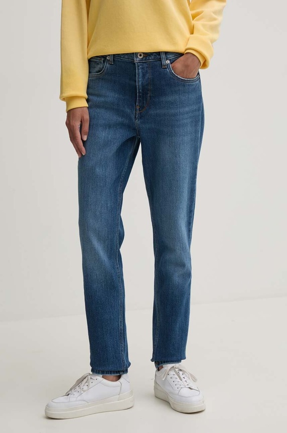 Rifle Pepe Jeans TAPERED JEANS HW Planet friendly tmavomodrá PL204591HV3