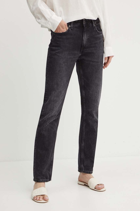 Pepe Jeans jeansy STRAIGHT JEANS MW Planet friendly czarny PL204730XH7