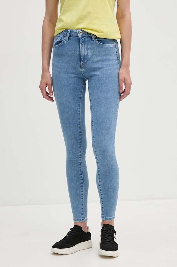 Pepe Jeans jeansy SUPER SKINNY JEANS HW Planet friendly niebieski PL204738PF9