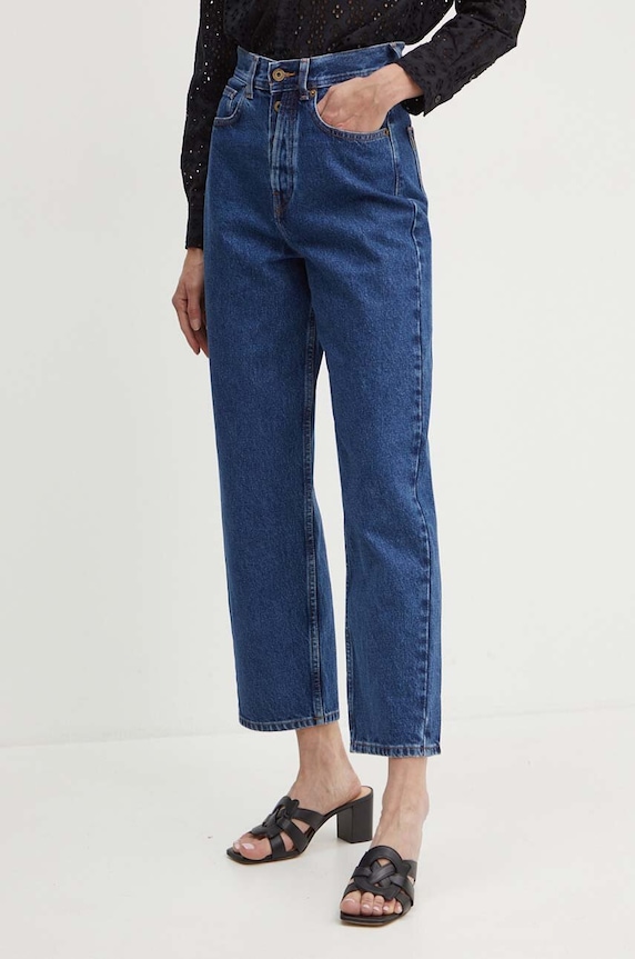 Pepe Jeans jeansy BARREL JEANS UHW Planet friendly granatowy PL204739CU0