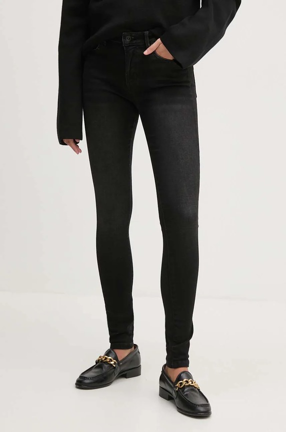 Pepe Jeans jeansy SKINNY JEANS MW Planet friendly czarny PL204728XH0