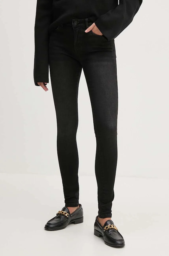 Pepe Jeans jeansy SKINNY JEANS MW Planet friendly czarny PL204728XH0