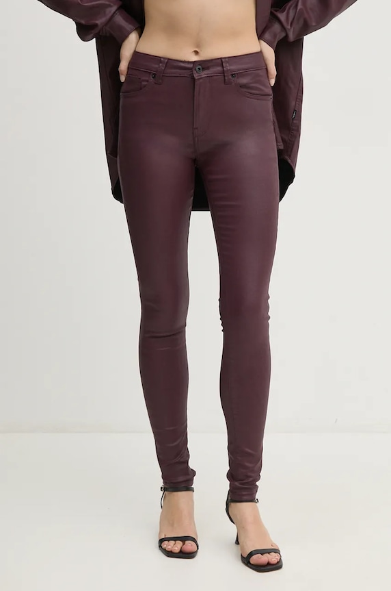 Παντελόνι Pepe Jeans SKINNY JEANS MW ψηλή μπορντό PL204728YH7
