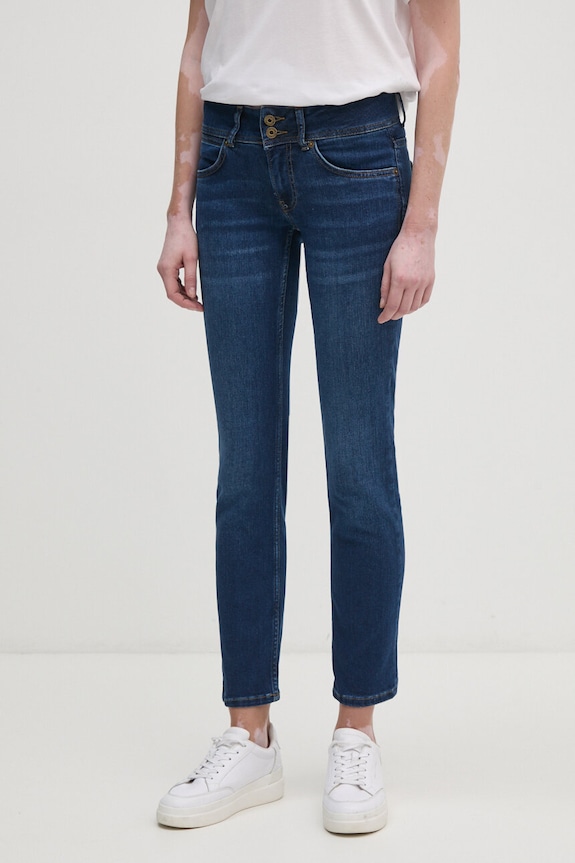 Džíny Pepe Jeans SLIM JEANS LW Planet friendly námořnická modř PL204729DP6